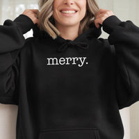 Minimalist Holiday Typography Hoodie, Merry Christmas Hoodie, Adorable Festive Graphic Sweatshirt, Comfy Xmas Pullover, Winter Holiday Hoodie