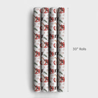 Watercolor Christmas Gift Wrap, Baseball Bat Santa Wrapping Paper, Holiday Sports Fan Wrapping Paper, Pine Sprig Baseball Gift Wrap Roll