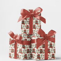 Woodland Animal Holiday Gift Wrap, Christmas Raccoon Wrapping Paper, Adorable Winter Raccoon Wrapping Paper, Festive Botanical Gift Wrap Paper