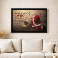 Religious Christmas Wall Art, Santa Kneeling Before Baby Jesus Canvas, Nativity Scene Canvas Print, Christian Holiday Canvas, Faith Present