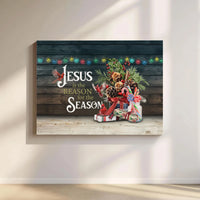 Christian Christmas Canvas Wall Art, Jesus Is the Reason for the Season Canvas, Red Cardinal Holiday Canvas Print, Religious Xmas Decor