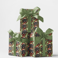 Santa Hat Pup Holiday Gift Wrap, Newfoundland Dog Christmas Wrapping Paper, Adorable Dog Lover Wrapping Paper, Xmas Present Wrap, Dog Gift Wrap