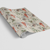 Santa Hat Dog Gift Wrap, Westie Christmas Wrapping Paper, Adorable Holiday Wrapping Paper, Dog Lover Xmas Gift Wrap Roll, Festive Present Paper