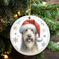 Santa Hat Dog Ceramic Ornament, Glen of Imaal Terrier Christmas Ornament, Glen of Imaal Terrier Holiday Tree Ornament, Puppy Lover Present