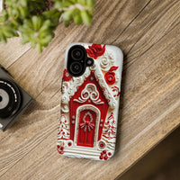 3D Jeweled Holiday Art iPhone Case, Christmas Gingerbread House Phone Case, Festive Winter Phone Cover, Dual Layer Tough Case, Xmas Present