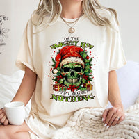 Humorous Christmas Skull Graphic Tee, Naughty List Skull T-Shirt, Edgy Holiday T-Shirt, Retro Xmas Tee, Alternative Gothic Christmas Present