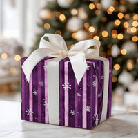 Watercolor Stripe Gift Wrap, Purple Snowflake Christmas Wrapping Paper, Plum and Lavender Winter Gift Wrap, Holiday Gift Wrapping Paper