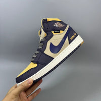 High Top Sneakers, Blue Brown Colorway, Lace Up Design, Casual Gift for Sneaker Fans