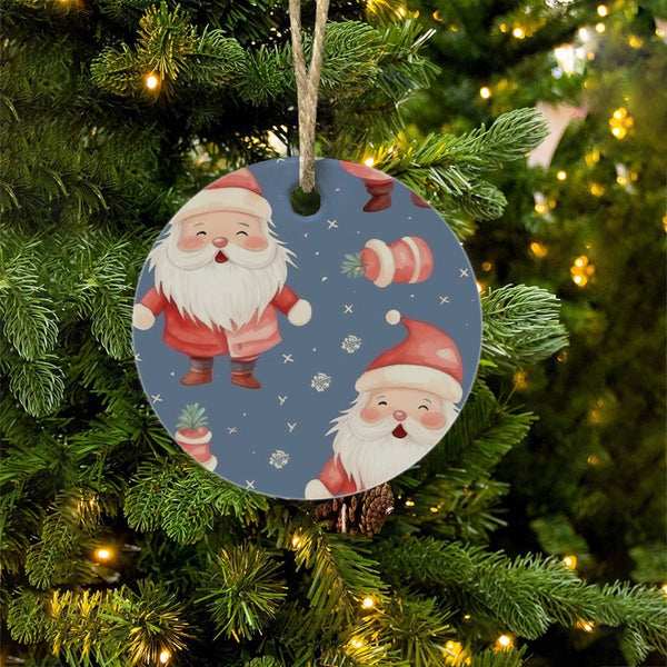 Whimsical Holiday Ceramic Ornament, Santa Claus Christmas Ornament, Personalized Tree Ornament Keepsake, Custom Xmas Present 