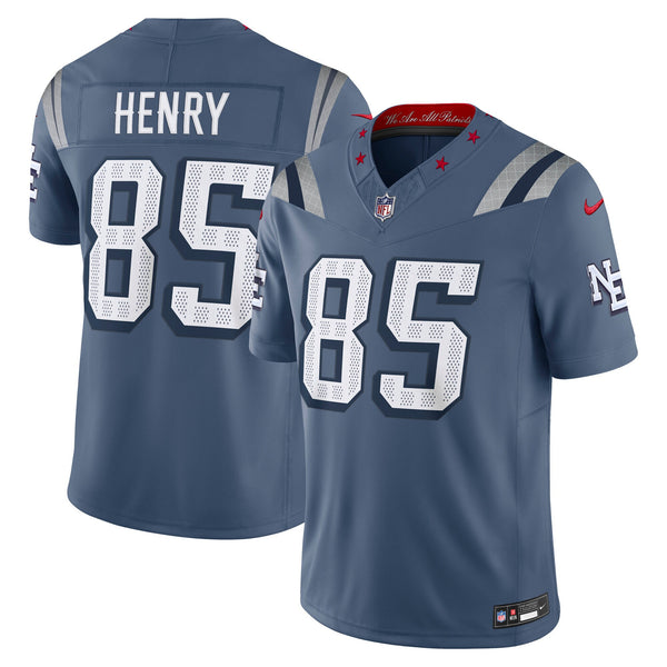New England Patriots Hunter Henry Storm Blue 2025 Rivalries Collection Stitched Limited Jersey
