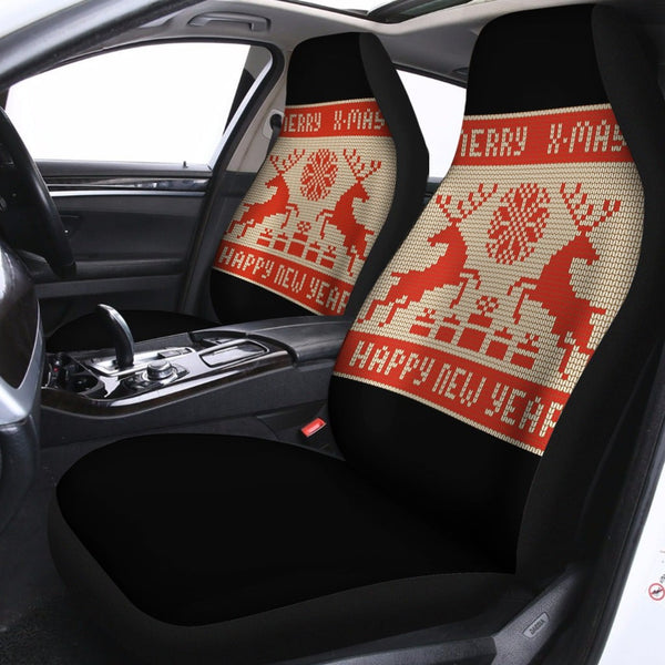 Nordic Knit Car Seat Covers, Christmas Deer Car Seat Covers, Polar Fleece Auto Seat Protectors, Holiday Vehicle Decor Xmas Pr