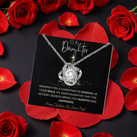 Christmas Daughter Knot Necklace, To My Daughter Love Knot Necklace, Sparkling CZ Pendant Necklace, Meaningful Holiday Present for Daughter
