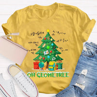 Humorous Geometry Pun Christmas T-Shirt, Oh Geometree Math Teacher Shirt, Holiday Math Teacher Graphic Tee, Xmas Math Teacher Holiday Present
