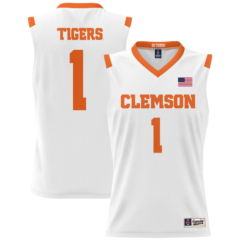 #1 Clemson Tigers Lightweight Basketball Jersey - White