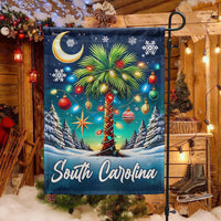 Palmetto Palm Tree Holiday Yard Flag, South Carolina Christmas Garden Flag, Double-Sided Coastal Winter Lawn Flag