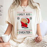 Ugly Christmas Graphic T-Shirt, Humorous Santa Mooning T-Shirt, Retro Holiday Humor T-Shirt, Humorous Xmas Party Graphic Tee, Holiday Gag Present