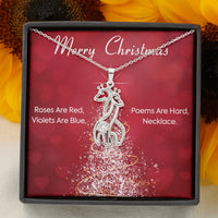 Cubic Zirconia Animal Lover Charm Necklace, Giraffe Pendant Necklace, 14K White Gold Finish Jewelry, Christmas Present for Wife Daughter Her