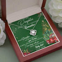 Daughter Christmas Jewelry Present, To My Daughter Love Knot Necklace, 14k White Gold Finish Pendant Necklace, Holiday Necklace Present from Mom