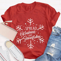 Winter Holiday Graphic Tee, Spread Kindness Like Snowflakes Christmas Shirt, Festive Kindness Quote T-Shirt, Merry Xmas Apparel Present