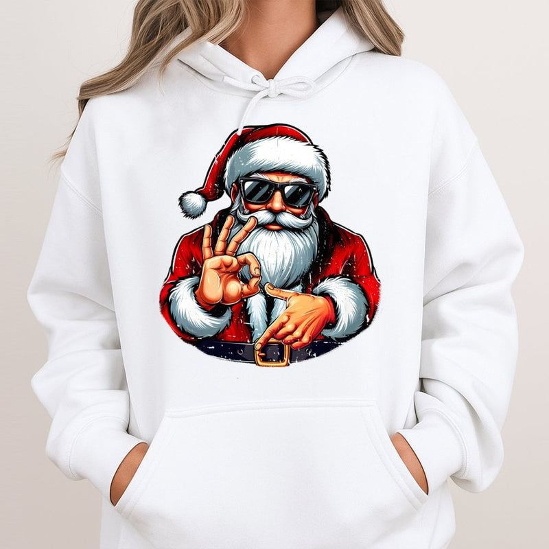 Humorous Meme Santa Sweatshirt, Cool Santa Hoodie, Holiday Graphic Hooded Pullover, Unisex Christmas Sweater, Winter Santa Claus Present