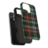 Red and Green Tartan Holiday Phone Case, Christmas Plaid iPhone Case, Dual Layer Winter Cover, Festive Check Phone Case, Xmas Seasonal Present