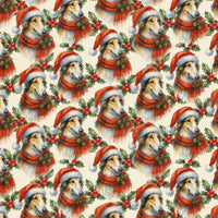 Dog Santa Hat Gift Wrap, Collie Christmas Wrapping Paper, Holiday Dog Wrapping Paper, Festive Pet Gift Wrap, Christmas Gift Wrap Roll