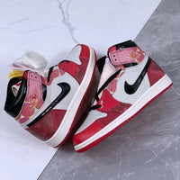 High Top Sneakers, Black Red Colorway, Lace Up Design, Casual Gift for Sneaker Fans