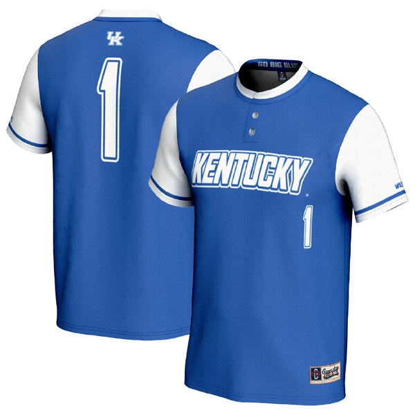 #1 Kentucky Wildcats Lightweight Softball Fashion Jersey - Royal/White