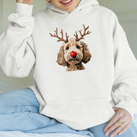 Reindeer Antlers Dog Hoodie, Christmas Goldendoodle Hoodie, Adorable Holiday Doodle Hoodie, Festive Xmas Puppy Sweatshirt, Dog Mom Present
