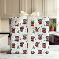 Red Scarf Dog Holiday Gift Wrap, Black Lab Christmas Wrapping Paper, Black Labrador Xmas Wrapping Paper, Puppy Lover Winter Gift Wrap Roll