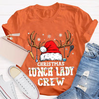 Santa Hat Kitchen Utensils Graphic Tee, Christmas Lunch Lady Shirt, School Cafeteria Worker Holiday T-Shirt, Lunch Lady Xmas Present