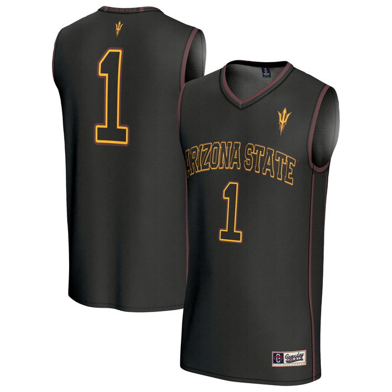 #1 Arizona State Sun Devils Lightweight Collegiate Basketball Fashion Jersey - Black