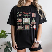 Bookworm Christmas Shirt, Merry Bookmas T-Shirt, Comfy Reader Holiday Graphic Tee, Adorable Book Lover Christmas T-Shirt, Librarian Teacher Present