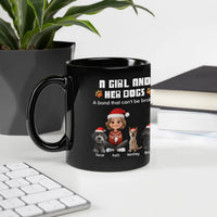 Custom Girl and Dogs Holiday Ceramic Mug, Personalized Christmas Dog Mom Mug, Winter Dog Lover Coffee Cup, Pet Mom Xmas Present