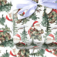Camouflage Jacket Santa Claus Gift Wrap, Camo Santa Wrapping Paper, Military Christmas Wrapping Paper, Rustic Winter Forest Gift Wrap