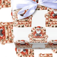 Video Game Controller Gift Wrap, Floral Armchair Gamer Santa Wrapping Paper, Humorous Santa Christmas Wrapping Paper, Gamer Gift Wrap