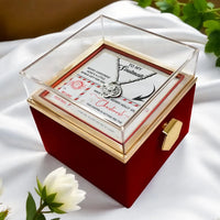 CZ Crystal Love Knot Necklace, Soulmate Love Knot Necklace, Gold Knot Pendant Necklace, Rotating Rose Box, Christmas Present from Husband