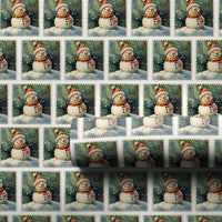 Retro Christmas Wrapping Paper, Vintage Snowman Postage Stamp Wrapping Paper, Nostalgic Holiday Gift Wrapping Paper, Winter Xmas Gift Wrap