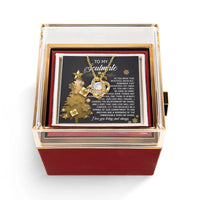 Rotating Rose Box CZ Crystal Pendant, Soulmate Love Knot Necklace, Christmas Tree Message Card Jewelry, Romantic Anniversary Present