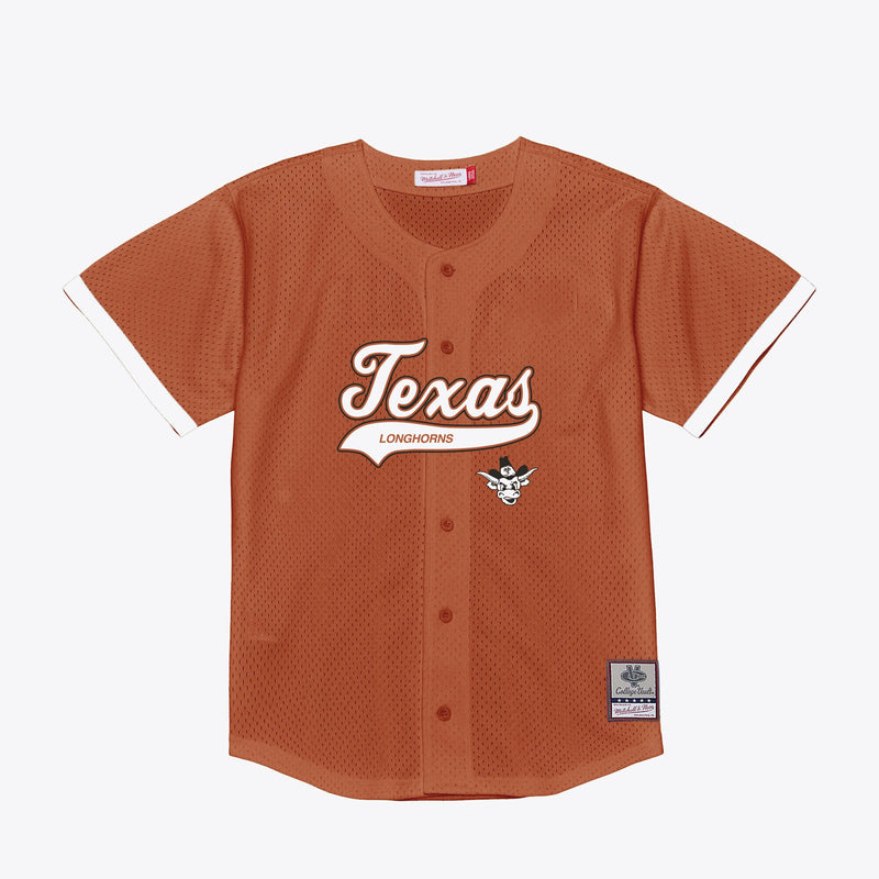 Texas Longhorns Mesh Button-Up Batting Practice Baseball Jersey - Texas Orange