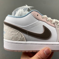Low Top Sneakers, Off White Pink Gray Colorway, Lace Up Design, Casual Gift for Sneaker Fans