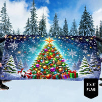 Double Sided Holiday Plaid Flag, Merry Christmas Tree House Flag, Winter Season Outdoor Garden Flag, Xmas Porch Yard Home Decor
