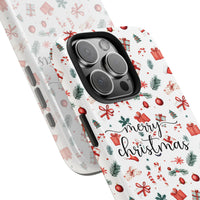 Watercolor Holiday Candy Cane Phone Case, Merry Christmas iPhone Phone Case, Christmas Tree Ornament Tough Phone Cover, Xmas Present