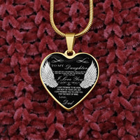 Father and Daughter Keepsake Pendant, To My Daughter Heart Necklace, Surgical Steel Heart Jewelry, Meaningful Christmas Present from Dad