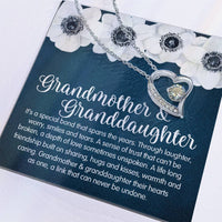 Forever Love Heart CZ Pendant Necklace, Grandmother and Granddaughter Necklace, 14k White Gold Finish Jewelry, Birthday Christmas Present