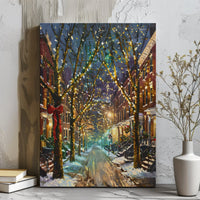 Winter Cityscape Canvas Wall Art, Christmas Street Canvas Print, Festive Night Canvas Art, Comfy Holiday Wall Decor, Christmas Home Present