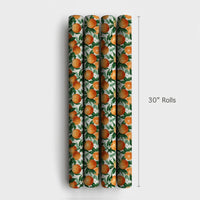 Pine Needle Clementine Gift Wrap, Winter Orange Wrapping Paper, Botanical Citrus Holiday Wrapping Paper, Festive Christmas Wrapping Paper