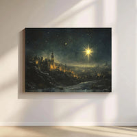 Winter Cityscape Canvas Art, Star of Bethlehem Canvas Print, Holy Night Sky Canvas, Religious Christmas Decor Canvas, Holiday Wall Art Present