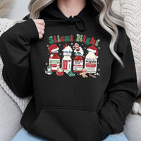 Humorous Medical Christmas Sweatshirt, Silent Night Nurse Hoodie, Adorable ICU Nurse Holiday Hoodie, Healthcare Worker Hooded Pullover, Xmas Present