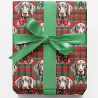 Plaid Dog Christmas Gift Wrap, Weimaraner Dog Wrapping Paper, Festive Canine Wrapping Paper, Dog Lover Holiday Gift Wrap, Pet Present Paper